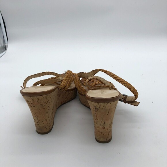 Franco Sarto Galli Wedge Sandals Size 9.5 Brown Braided Cork Open Toe Casual - Picture 6 of 8